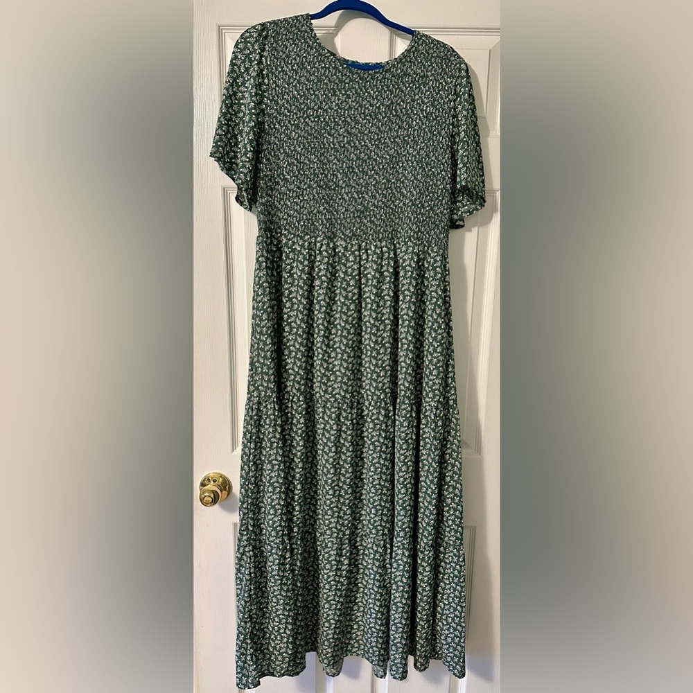 Green floral maxi dress